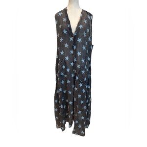A RARE BIRD Woman Star Pattern sleeveless Button Dress One size